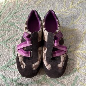 Coach logo Velcro suede sneaker flats 8.5